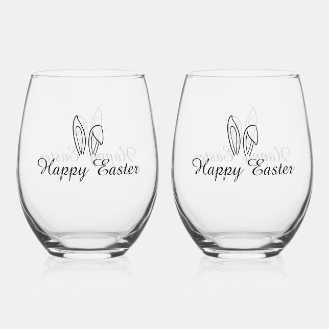 Happy Easter Trinkbehälter Set - Edelstahlglas Weinglas Ohne Stiel (Vorderseite)