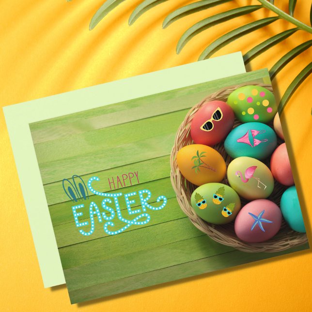 Happy Easter Tropical Beach Coastal Themenurlaub Postkarte (Von Creator hochgeladen)