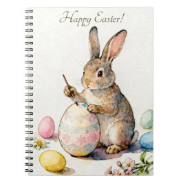 Happy Easter Vintage Bunny Painting an Egg Notizblock