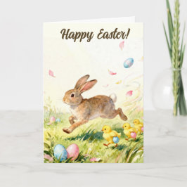 Happy Easter Vintage Bunny Spring Illustration Karte