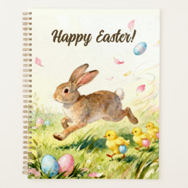 Happy Easter Vintage Bunny Spring Illustration Planer