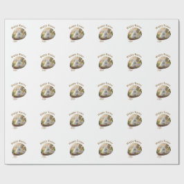 Happy Easter white bunny year photo family name  Geschenkpapier