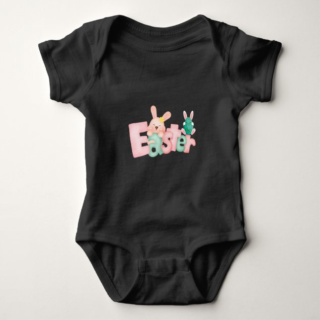 Happy Easter Wishings - Funny Bunny Kisses Baby Baby Strampler (Vorderseite)