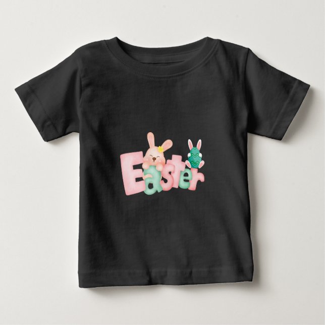 Happy Easter Wishings - Funny Bunny Kisses Baby T-shirt (Vorderseite)