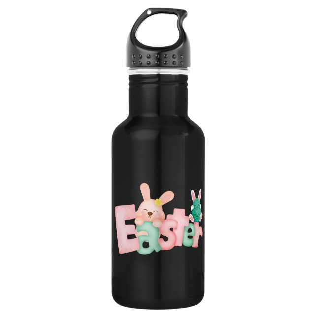 Happy Easter Wishings - Funny Bunny Kisses Edelstahlflasche (Vorderseite)