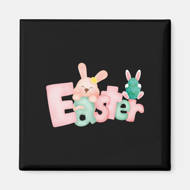 Happy Easter Wishings - Funny Bunny Kisses Magnet (Vorne)
