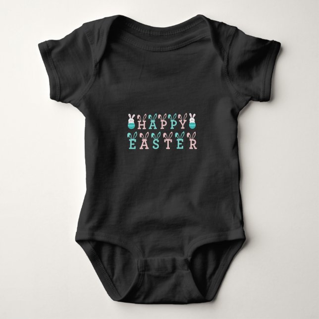 Happy Easter Wishings - Funny Bunny Oaster Baby Strampler (Vorderseite)