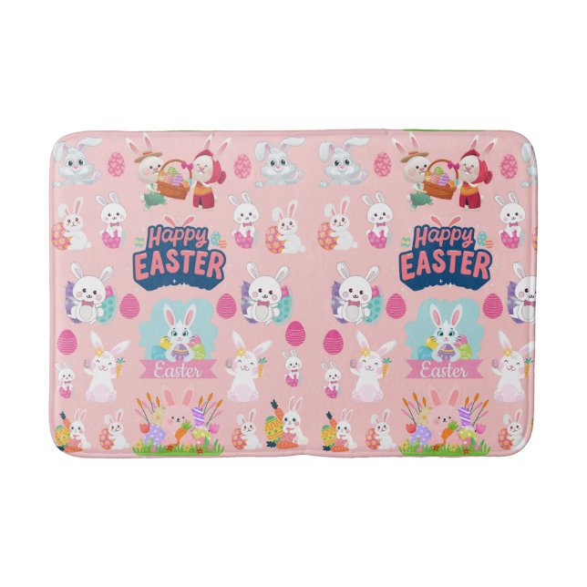 Happy Easter Wishings - Pattern Funny Bunny Oaster Badematte (Vorderseite)
