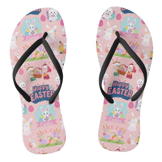 Happy Easter Wishings - Pattern Funny Bunny Oaster Flip Flops (Fußbett)