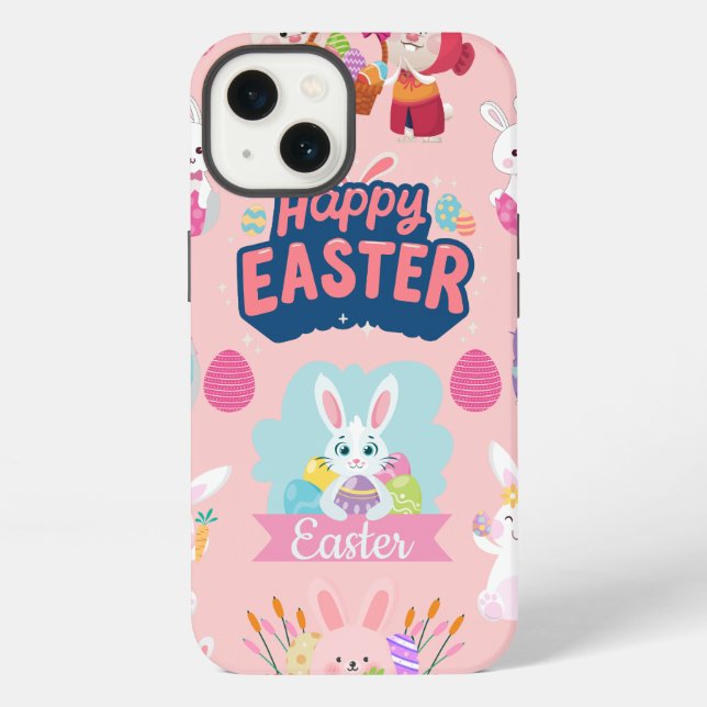 Happy Easter Wishings - Pattern Funny Bunny Oaster iPhone Hülle (Rückseite)