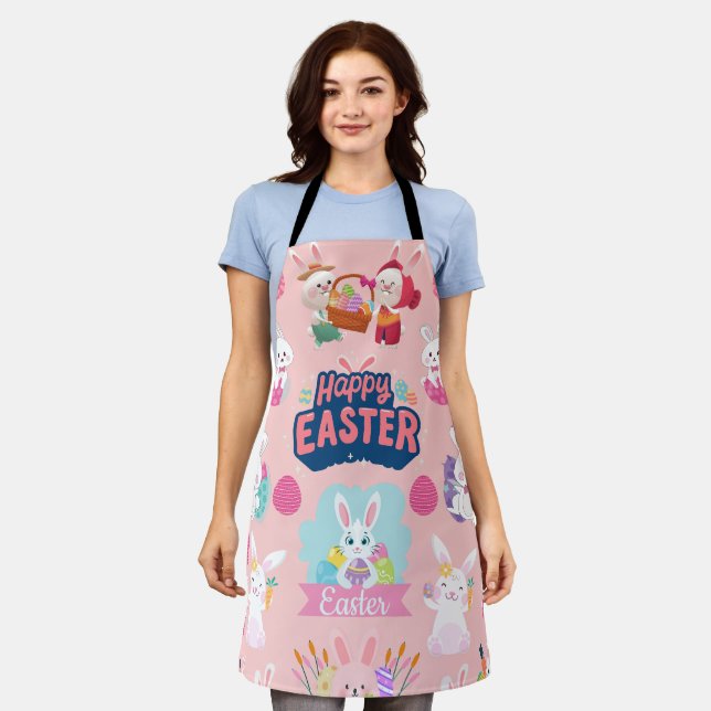 Happy Easter Wishings - Pattern Funny Bunny Oaster Schürze (Getragen)