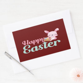 HAPPY EASTER Witziger Ostersonniger Eghunt Rechteckiger Aufkleber