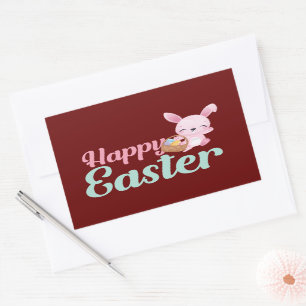 HAPPY EASTER Witziger Ostersonniger Eghunt Rechteckiger Aufkleber