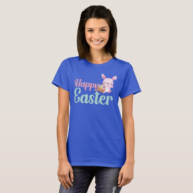 HAPPY EASTER Witziger Ostersonniger Eghunt T-Shirt (Vorne ganz)