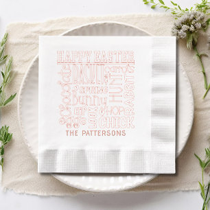 Happy Easter Word Art Typografie Personalisierter Servietten Mit Folie