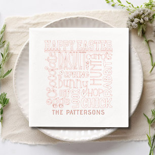 Happy Easter Word Art Typografie Personalisierter Servietten Mit Folie