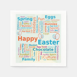 Happy Easter Word Cloud Letters with Eggs Serviette