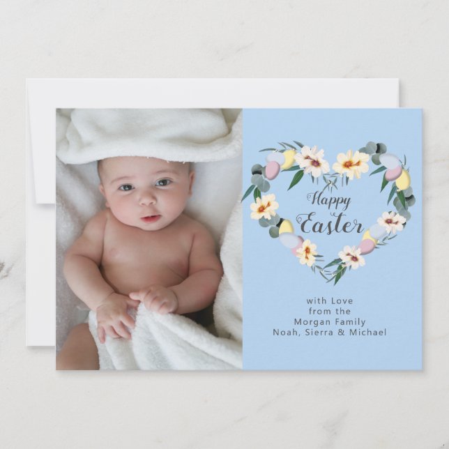 Happy Easter Wreath | Persönliches Foto Feiertagskarte (Vorderseite)