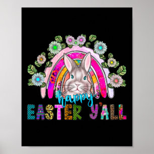 Happy Easter Y'all Drei Niedliche Bunny Eggs Jagd Poster