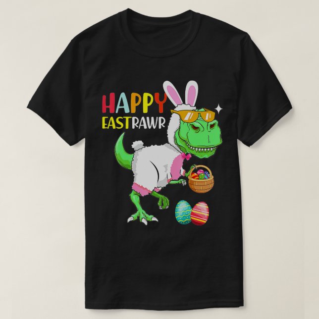 Happy Eastrawr T Rex Dinosaur Easter Bunny Ears Eg T-Shirt (Design vorne)