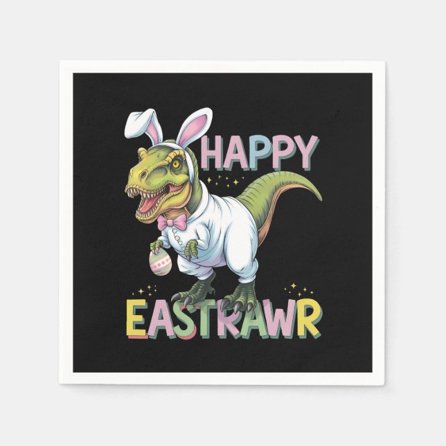 Happy Eastrawr T Rex Easter Dinosaur Bunny Egg Serviette (Vorderseite)