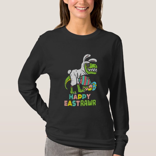 Happy Eastrawr Trex Ostern Bunny Egg Funny Dinosau T-Shirt (Vorderseite)