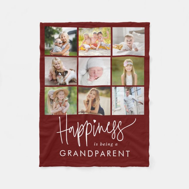 Happy Editable Color Foto Collage Blanket Fleecedecke (Vorderseite)
