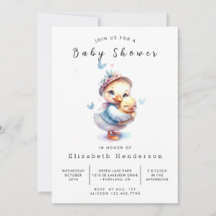 Happy Editable Duck Baby Duck Einladung