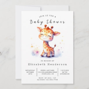 Happy Editable Giraffe Baby Dusche Einladung