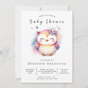 Happy Editable Owl Baby Dusche Einladung