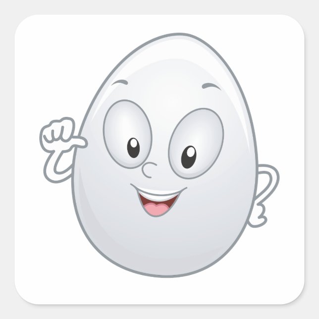 Happy Egg mit Gesichtsausdruck Quadratischer Aufkleber (Vorderseite)