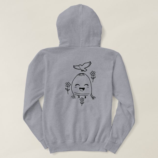 Happy Egg with Bird and Flowers Hoodie (Design Rückseite)