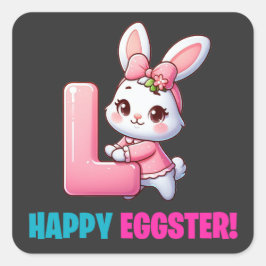 Happy Eggster - Cross Quadratischer Aufkleber
