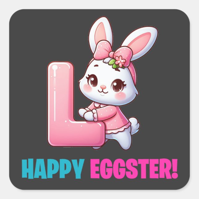 Happy Eggster - Cross Quadratischer Aufkleber (Vorderseite)