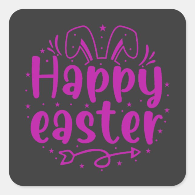 Happy Eggster - Hunt Quadratischer Aufkleber (Vorderseite)