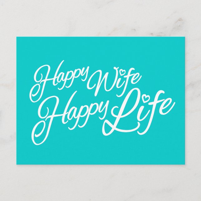 Happy Ehefrau glückliches Leben Anführungskarte Postkarte (Vorderseite)