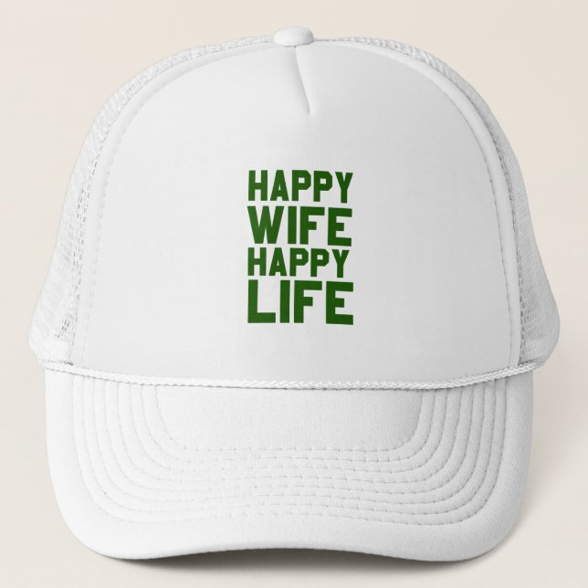Happy Ehefrau glückliches Leben Truckerkappe (Vorderseite)