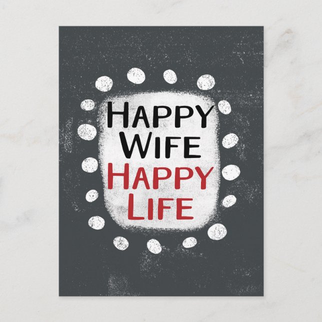 Happy Ehefrau Happy Life Postcard Postkarte (Vorderseite)