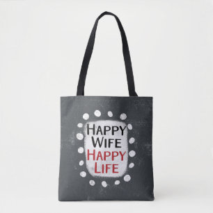 Happy Ehefrau Happy Life Tote Tasche