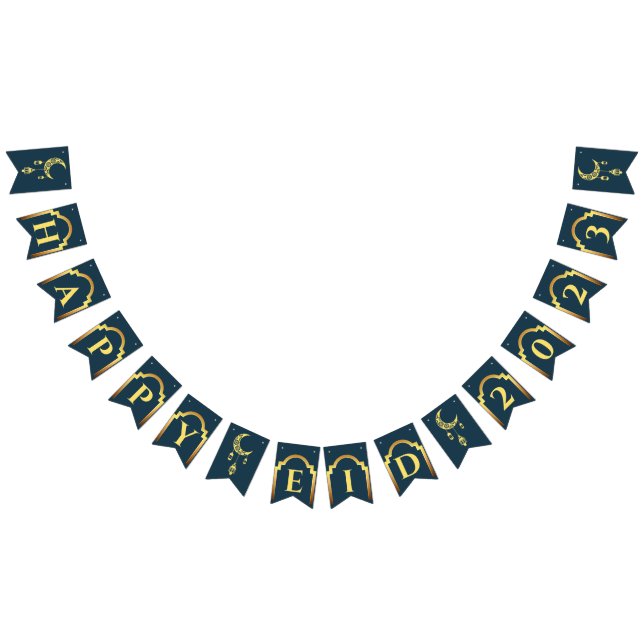 Happy Eid 2023 Navy Modern Eid Decoration Banner (Alle)