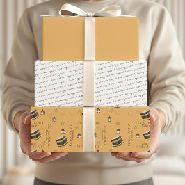 Happy Eid al-Adha Mubarak Kids Yellow Kabah Zitat Geschenkpapier Set