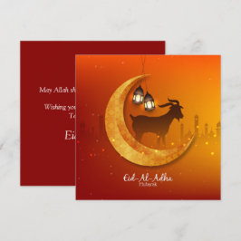 Happy Eid Al Adha Mubarak Orang White Goat Islamic Feiertagskarte