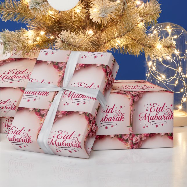 Happy Eid Al-Fitr Mubarak White Wrapping Paper Geschenkpapier (Feiertage)