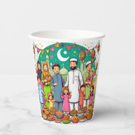 Happy Eid Family Funny feiert Design Pappbecher