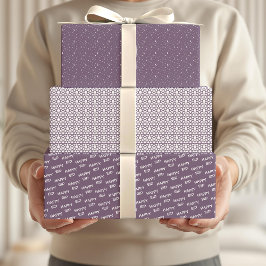 Happy Eid Kids Lila Moon Star Zitat Geschenkpapier Set