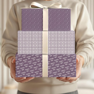 Happy Eid Kids Lila Moon Star Zitat Geschenkpapier Set