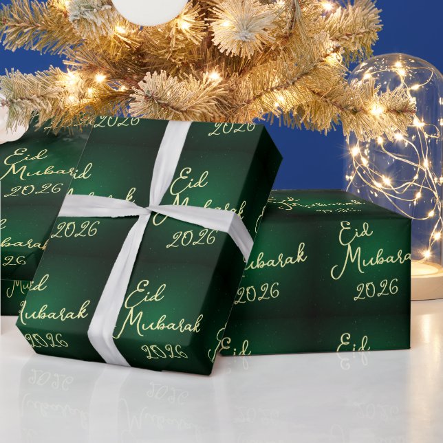 Happy Eid Mubarak Green Elegant  wrapping Paper  Geschenkpapier (Feiertage)