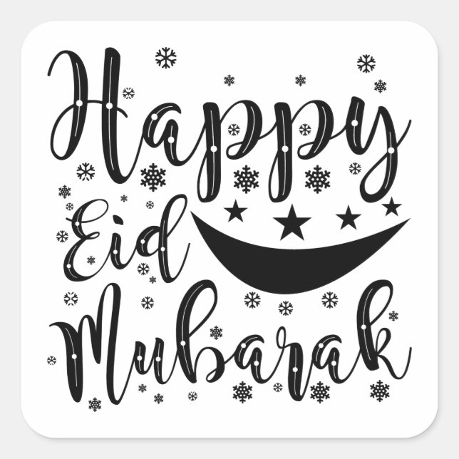 Happy Eid Mubarak T - Shirt Quadratischer Aufkleber (Vorderseite)
