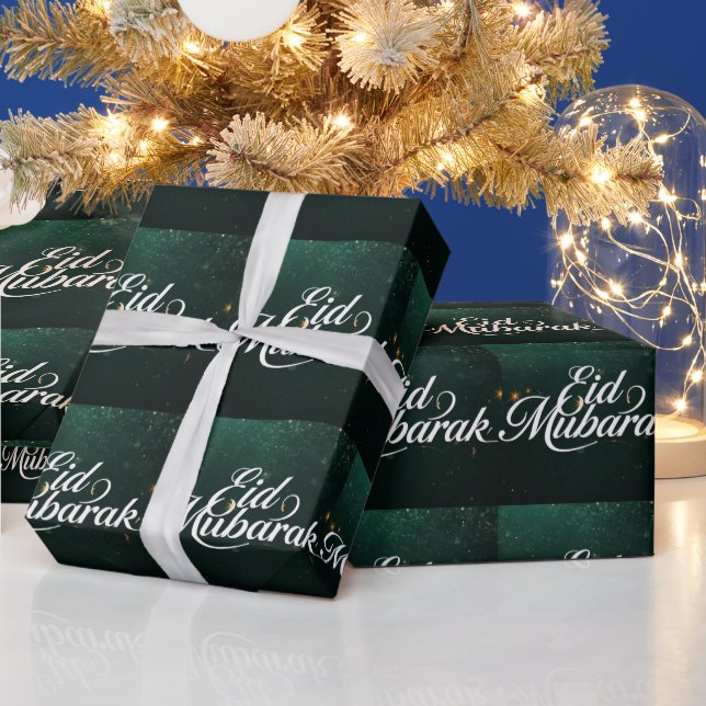 Happy Eid Mubarak White Elegant  Wrapping Paper  Geschenkpapier (Feiertage)