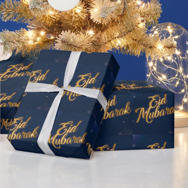 Happy Eid Mubarak White Wrapping Paper  Geschenkpapier (Feiertage)